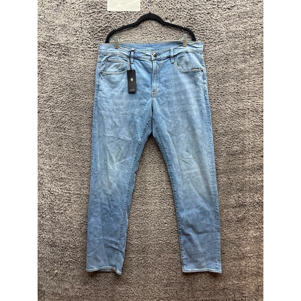 NWT G-Star RAW 3301 Straight Denim Jeans Light Wash Blue Mens Size 38 x 33